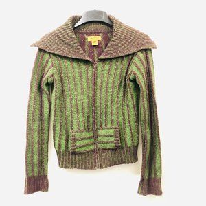 BDG Wool Green Striped Sweat Shirt